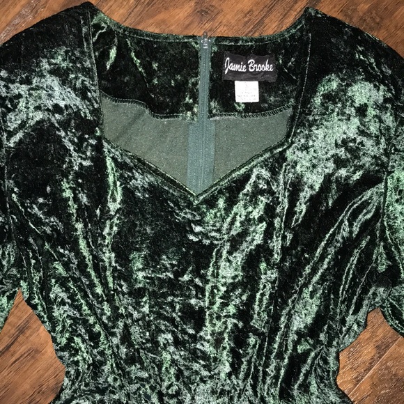 SOLD LOCALLY Vintage hunter green velvet 90s bodycon dress 80s - Picture 2 of 2